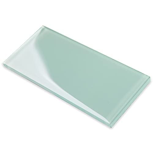 Adedeo Glass Subway Tile 3 x 6 Inch Pale Green for Kitchen Backsplash Bathroom Wall Pack of 32 Sheets