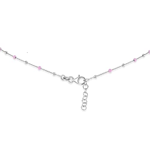 925 Sterling Silver Pink Enamel Heart Pendant Necklace For Little Girls 14" - Adorable Heart Shaped Necklace for A Stylish Little Girl - Heart Themed Jewelry For Children's Everyday Wear3