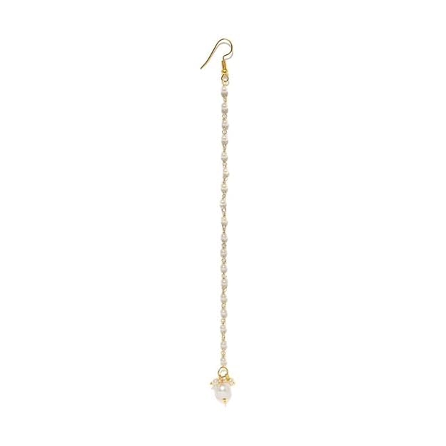 Traditional Attractive Maang-Tikka Pearls beads for baby Girls women Gold Tone Beaded Chain, Fashion jewellery White Colour-image-42