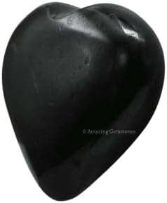 Amazing Gemstone Black Tourmaline Crystal Heart Palm Stone - Pocket Massage Worry Stone for Natural Body Chakra Balancing, Reiki Healing and Crystal Grid - 1