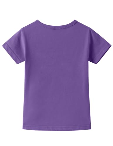 Image of Noomelfish Girls Short Sleeve Heart Pocket T-Shirts Casual Cotton Tee Tops Blouse (5-12 Years)