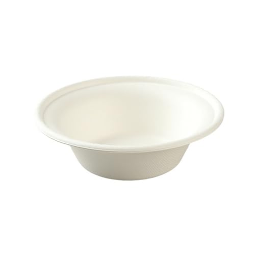 BDHD 使い捨て紙碗 耐水 耐油 サトウキビ繊維製 厚手 おしゃれ 食器 パーティー 商業 家庭 BBQ (ホワイト(100個)),260mlボウル)
