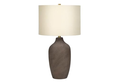 Monarch Specialties I 9709 LightingTable Lamp, Grey Ceramic, Beige Shade,