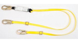 MSA 10129152 Workman Twin-Leg Energy-Absorbing Lanyard, LC Snap Hook and Two LC Rebar Snap Hooks, 6 Length