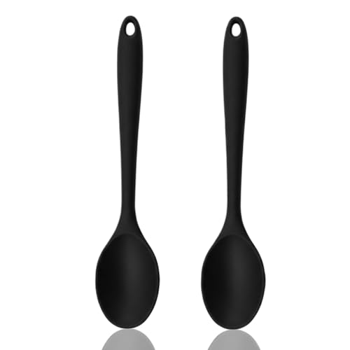 Luxvara 2 Stück Silikon-Kochlöffel, Langem Griff Silikon Löffelel, Antihaftfeste Küchenlöffel, Lebensmittelechte Rührlöffel für Kochen,...