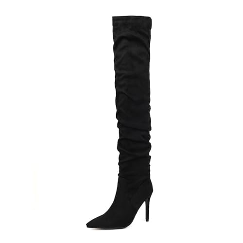 Bottes mi-mollet à talons hauts pour femmes en noir chic pour l'automne