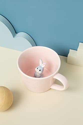 Image of DIHOclub Rabbit Ceramic Cup Hidden Animal Inside Mug (Pink)