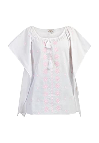 Poncho para mujer ALARY sudadera blanca y rosa ropa casual talla M