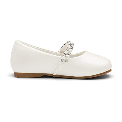 Dream Pairs Girls' Serena-100-Inf Dress Shoes Mary Jane Casual Slip On Ballerina Flat Ivory Size 5 Toddler #TOP2