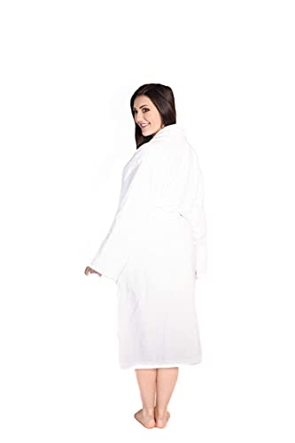 Halley Luxury Bathrobe For Women & Men, Shawl Collar Spa Bath Robes Terry Cotton Ultra Soft Shower Robe With Pockets - White (M) #TOP6