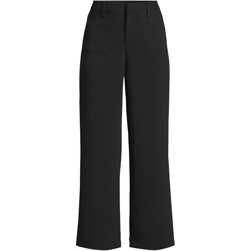 Lands' End Women's Crepe High Rise Patch Pocket Wide Leg Crop Pants3