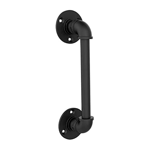 QINAIXQM 30cm Black Barn Door Handle Carbon Steel Home Utility Single/Double Door Handle (1 Pcs) Cover