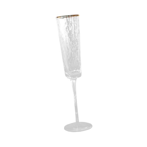 Garneck 1pezzi Calice Per Spumante in Vetro Cristallo Con Dorato Design Elegante e Creativo Coppa Per Vino e Feste Di Nozze Bicchiere Decorativo Stabile e Salubre