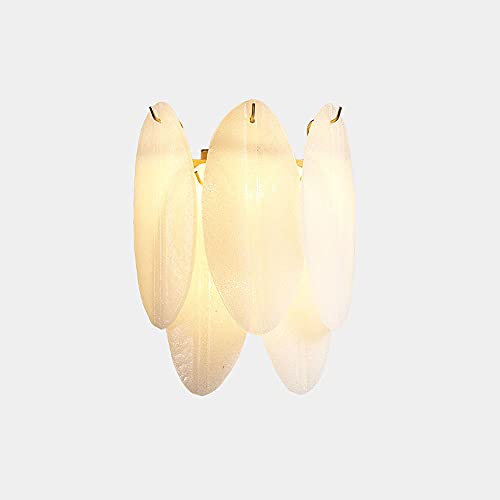 DENGJIN Lampe Murale E14 À Encastrer Géométrique De Style Nordique Avec Abat-jour En Verre À Plumes Blanches, Luminaire D'éclairage Mural Intérieur Simple Créatif, Appliques Murales Pour Mur De Fond D