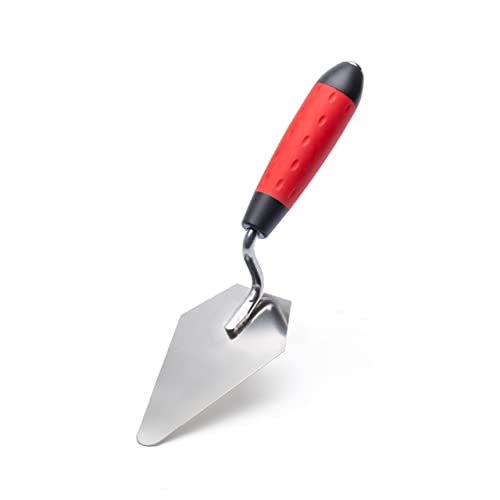 COMENSAL Spitzkelle -Dreieckskelle - Edelstahl Rostfreie - Maurer Kelle - Gipserkelle - Rutschfestes Softgriff - Made in EU - 130x80 mm