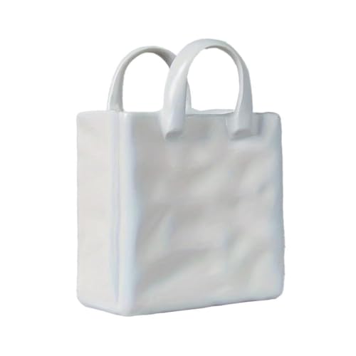 JISADER Jarrón Decorativo con Forma de Bolso, Moderno, con Flores nórdicas, para Mesa de exhibición, para Mujer, para Interior, Oficina, Cocina, Mesa, 7.7 Cm X 11.2 Cm