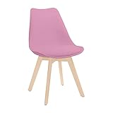 Máximo confort: Fabricada con patas de madera de haya en color natural y asiento de polipropileno acolchado en piel sintética. Resistente y duradera para un uso continuado en casa. Bonita y funcional.