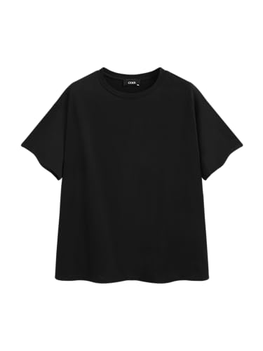 CIDER Camiseta sólida de Gran tamaño Curve & Plus, Negro -, 4XL