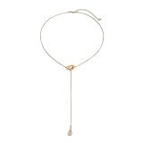 NHTISGRUE Colgante metálico sencillo de gota de agua vintage para mujer, collar de cadena larga y fina estética de regalos de joyería Y2K