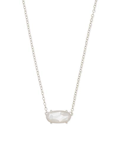 Kendra Scott Ever Short Pendant Necklace for Women, Dainty Fashion Jewelry, Rhodium-Plated, Ivory Mother of Pearl