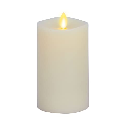 Matchless Candle Co. Vela LED con llama en movimiento (3"x5.5") Borde derretido Acabado suave Cera real Sin perfume, funciona con pilas (2 AA) 150 horas de tiempo de funcionamiento - Marfil perlado Cover
