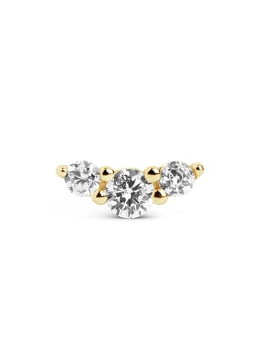 SINGULARU - Pendiente Suelto Freesia Spark - Pendiente en Plata de Ley 925 con Acabado Baño de Oro de 18 Kt - Cierre Tuerca a Presión - Pendiente Suelto - Joyas para Mujer