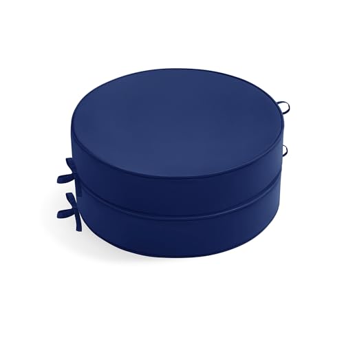 Summsun Outdoor Bistro Chair Cushions Set of 2 15 D x 3 H Round Chair Cushions Waterproof and Fade Resistant Chair Cushion Pads with Non-Slip Ties and Removable Covers for Garden Navy Blue