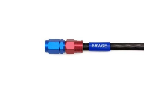 SWAGE LINE(スウェッジライン) イージーオーダーブレーキホース 汎用ホース ストレートフィッティング アルミ(レッド/ブルー) ブラックスモークホース 1250mm SAKB-1010M-1250