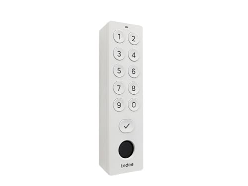 tedee Keypad PRO clavier biométrique pour serrure de porte intelligente | Ouverture et fermeture par lecteur d'empreintes digitales ou code PIN | Blanc