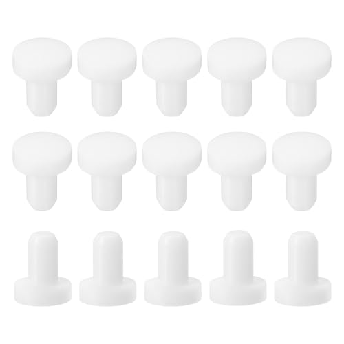 Image of uxcell 15Pcs Silicone Hole Plug, Waterproof Solid T-Shaped Rubber Stoppers Bottle Seal Tube Pipe Plug End Cap for 3.8mm /0.15 inch Hole for Bathtub Bottle, 0.24 inch Plug Height, White