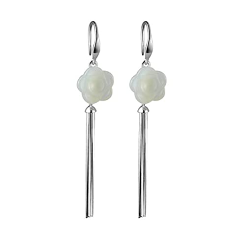 Boucles d'oreilles s925 anti-irritation en néphrite longue style rétro