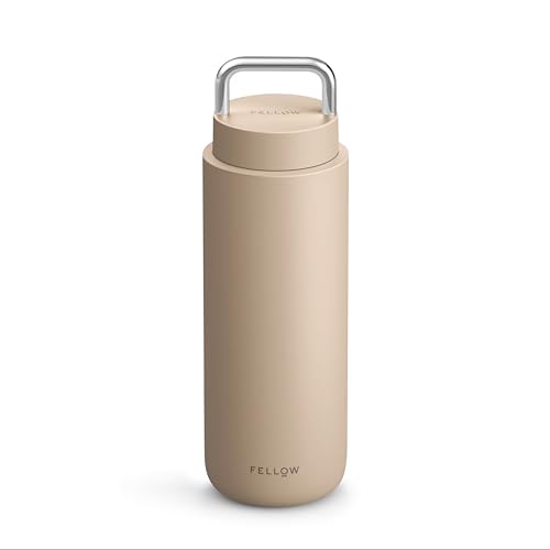 Fellow 32 oz Carter Carry Water Bottle - All-Day Hydration, Leak-Proof Lid, Vacuum Insulated Stainless Steel Tumbler,Keeps Heat for 12 Hours/Stays Cold for 24 Hours Dishwasher Safe - Sand Dune