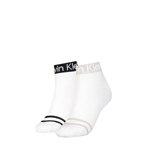 Calvin Klein Lot de 2 paires de chaussettes pour femme, Blanc., taille unique