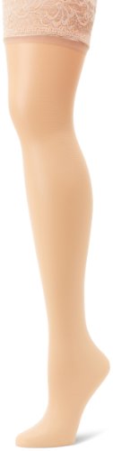 Hanes Silk Reflections Women's Lace Top Thigh High, Travl Buff, C/D