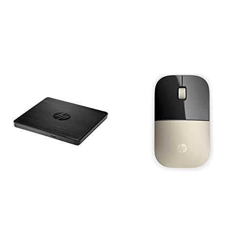 Image of HP F6V97AA#ACJ External USB DVD-RW Drive & Z3700 Wireless Optical Mouse with USB Receiver and 2.4GHz Wireless Connection / 1200DPI / 16 Months Long Battery Life /Ambidextrous and Slim Design