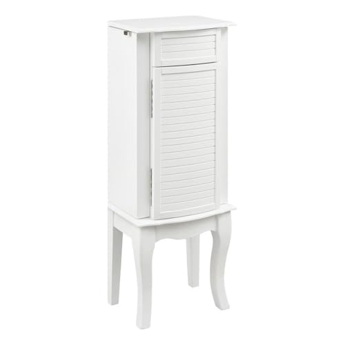 Pemberly Row 4-Drawer Wood Jewelry Armoire with Flip Top in White/Blue