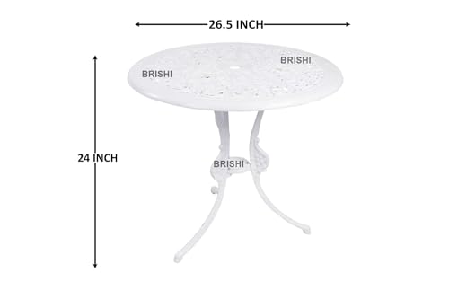Image of BRISHI Cast Aluminium Garden Patio Seating Chair and Table Set for Balcony Outdoor Furniture with 1 Table and 4 Chairs Set (White)