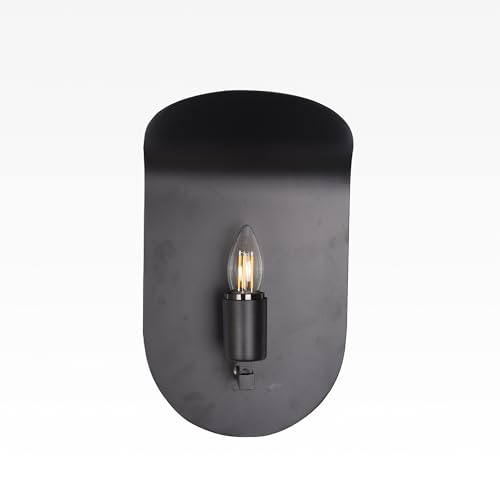 Image of BENE Alabama Mild Steel Indoor Modern Wall Lamp, E-27 Base Wall Light for Home Decor, Kitchen, Living Room, Bedroom, 35 cm (Black, Pack of 2)