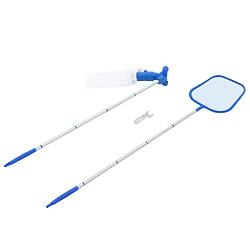 vidaXL Pool and Spa Maintenance Kit - Durable ABS Material - Includes Leaf Skimmer and Vacuum Cleaner - Adjustable Aluminum Poles - Suitable for Ponds, Fountains, and Above Ground Pools