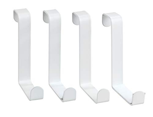 WENKO Crochet de Porte Blanc Mat Lot de 4 - Tringle de Porte 4 Crochets, Acier, 7.6 x 1.2 x 6 cm, Blanc