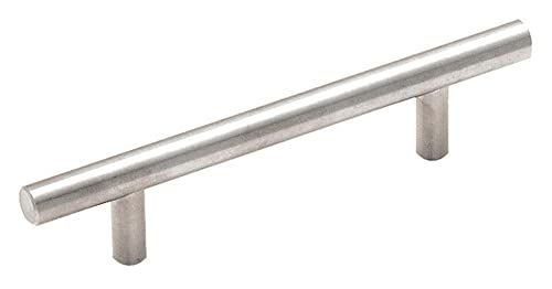 Image of Amerock 3-3 /4 inch Bar Pulls Stainless Steel Drawer Pull | 3-3 /4 inch (96mm) Center-to-Center Mounting Distance and 6-1 /8 inch Overall Length, Durable Stainless Steel Cabinet Hardware