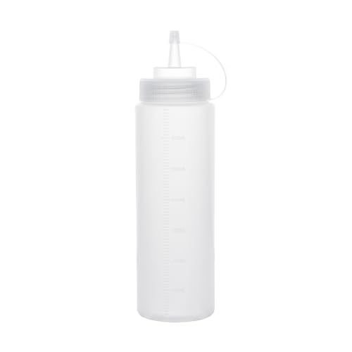 Cuisine Art 24 Oz / 710ml Squeeze Sauce Bottle Dispenser with Attached Cap Food-Grade Large Condiment Oil Ketchup Dressing BBQ Container | Commercial Kitchen Restaurant