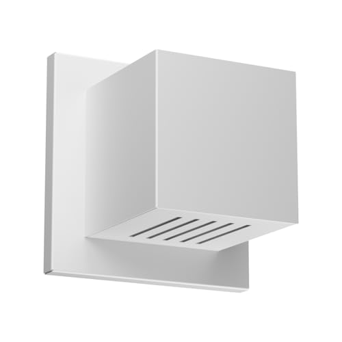 Arandela Externa Cubo 10 Frisos C Base Luminária + LED MF122 (Branco (Branco Quente))