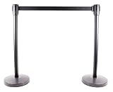 TEGO pro Personenleitsystem Absperrband Absperrständer 2-teilig, 2 m x 48 mm Schwarzer Einziehbarer...