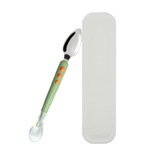 Cuchara Silicona | Doble Cabezal Con Estuche | Cucharas Cocina Utensilios para Niños | Para Purés Fruta, Hogar, Escuela, Guardería, Viajes, Camping, Picnic Y Aire Libre