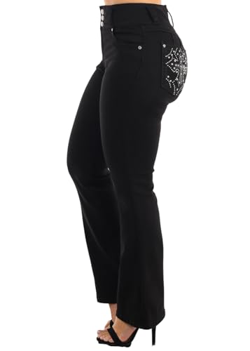 Image of Moda Xpress Women's Butt Lifting High Waisted Bootcut Jeans - Stretchy, Comfortable Flare Jeans in Junior Size Vintage Style