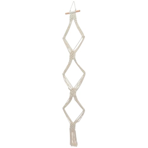 GETAJGHSD Soporte de Sombreros Macramé de Algodón y Madera Organizador de Pared Bohemio con Tres Colgador Resistente para Gorras Sombreros y Decoración