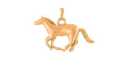 Pendentif cheval en argent sterling 925 et plaqué or 22 carats AMZ 353 taille S mixte