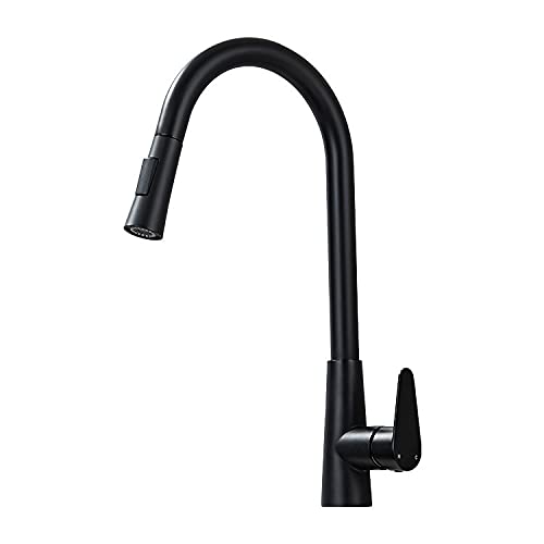 Rubinetto per lavello da Cucina per Bar Agriturismo Commerciale, Rubinetto da Cucina Estraibile, Rubinetto da Cucina in Oro Spazzolato, Miscelatore per lavello Nero, miscelatori da Cucina con