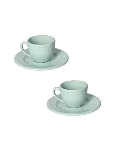 Brandani 52507 Set 2 Pezzi Tazzina Caffe Senzatempo Tiffany, Stoneware, Design Classico, Forno, Freezer, Lavastoviglie, Microonde
